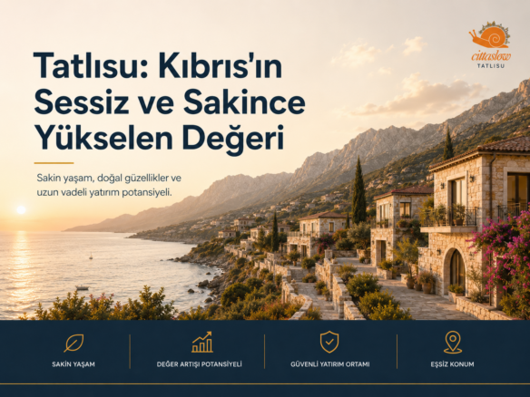 Kuzey Kıbrıs'ın Cittaslow kıyısı Tatlısu, 2026'nın en stratejik yatırım bölgelerinden biri. Yeni mülk edinim kararnamesi, fiyat trendleri ve yatırımcı rehberi ESTATECO'da.